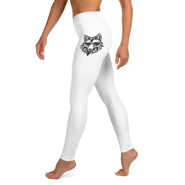 White leggings with a wolf design.